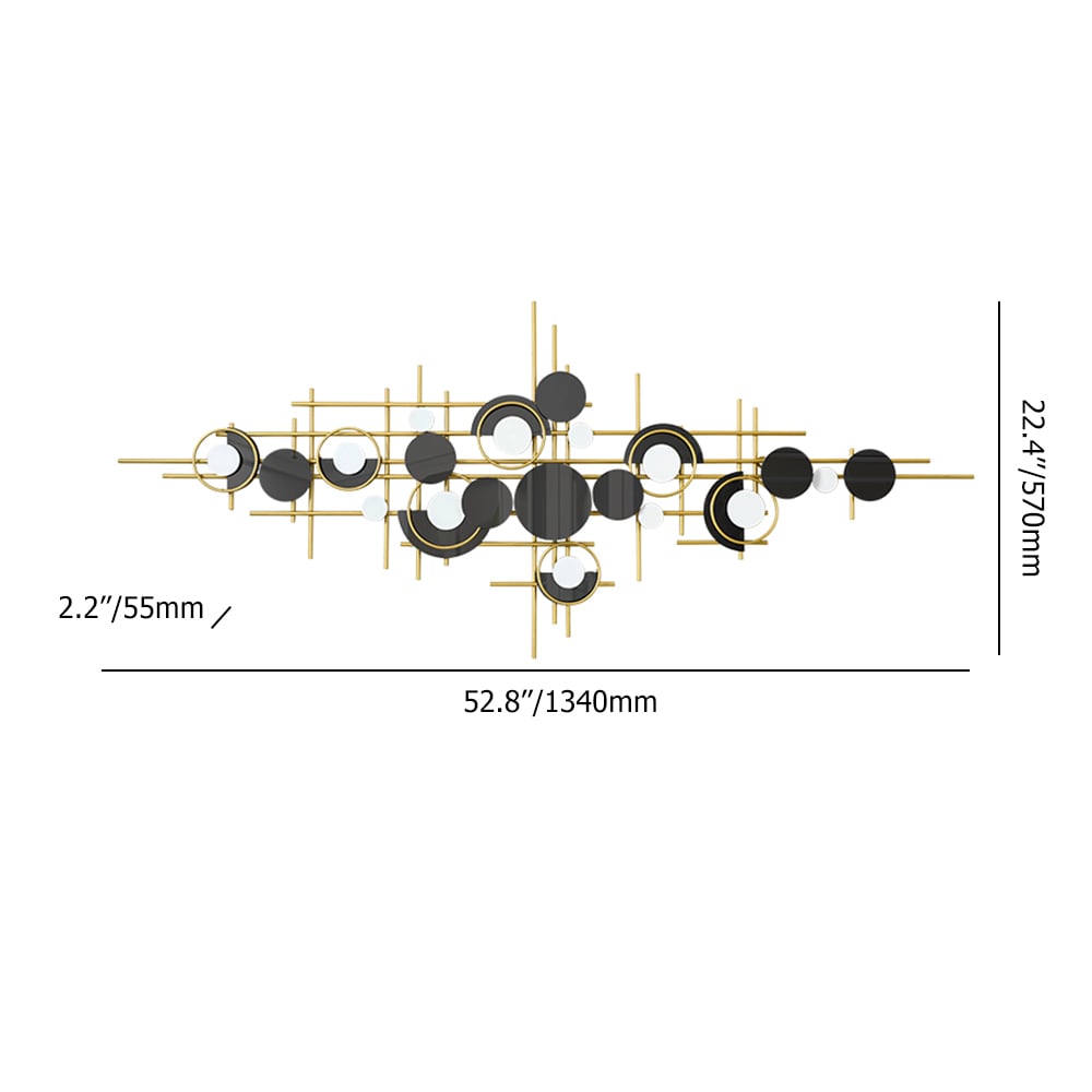 HMR - Modern Abstract Metal Wall Decor with Geometric Overlapping Design