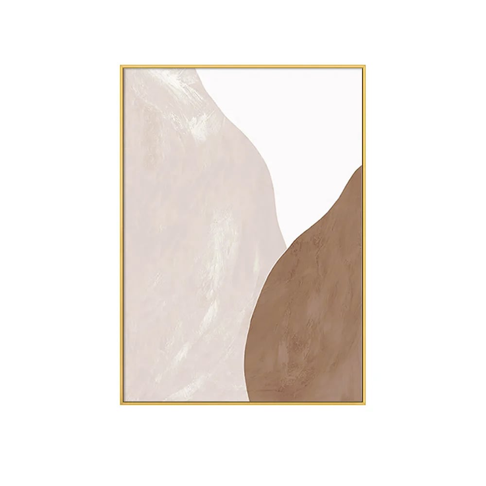 HMR - Japandi Abstract Wall Decor for Living Room Canvas Art Painting with Gold Frame (Set of 2)