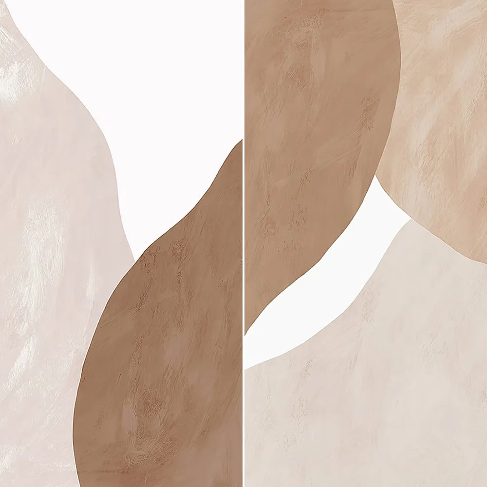 HMR - Japandi Abstract Wall Decor for Living Room Canvas Art Painting with Gold Frame (Set of 2)