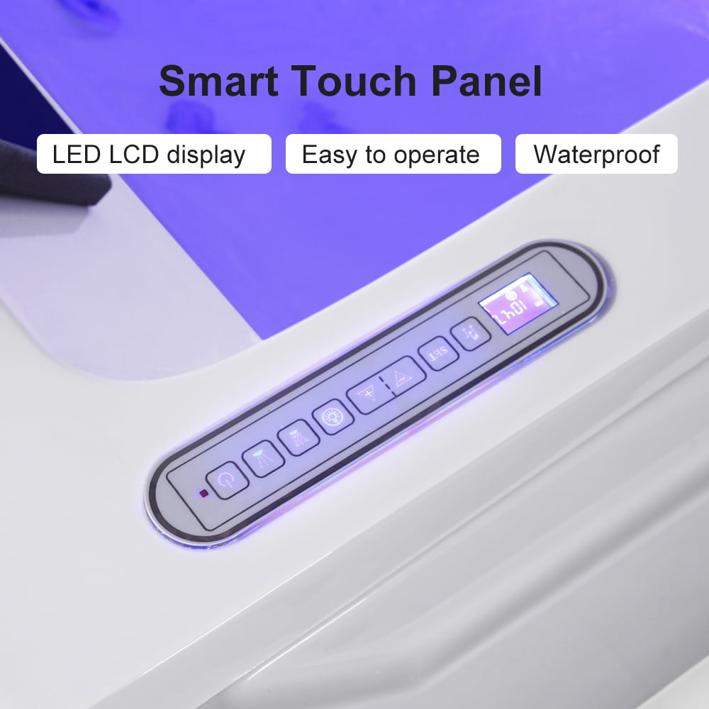 HMR 73'' Double Bathtub with Massage & Ambient Lighting - White, Heated: No