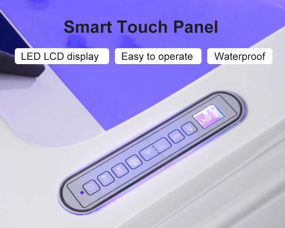 HMR 73'' Double Bathtub with Massage & Ambient Lighting - White, Heated: No