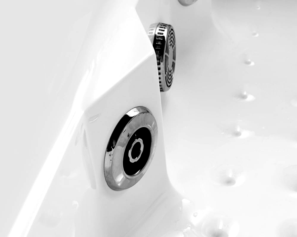 HMR 73'' Double Bathtub with Massage & Ambient Lighting - White, Heated: No