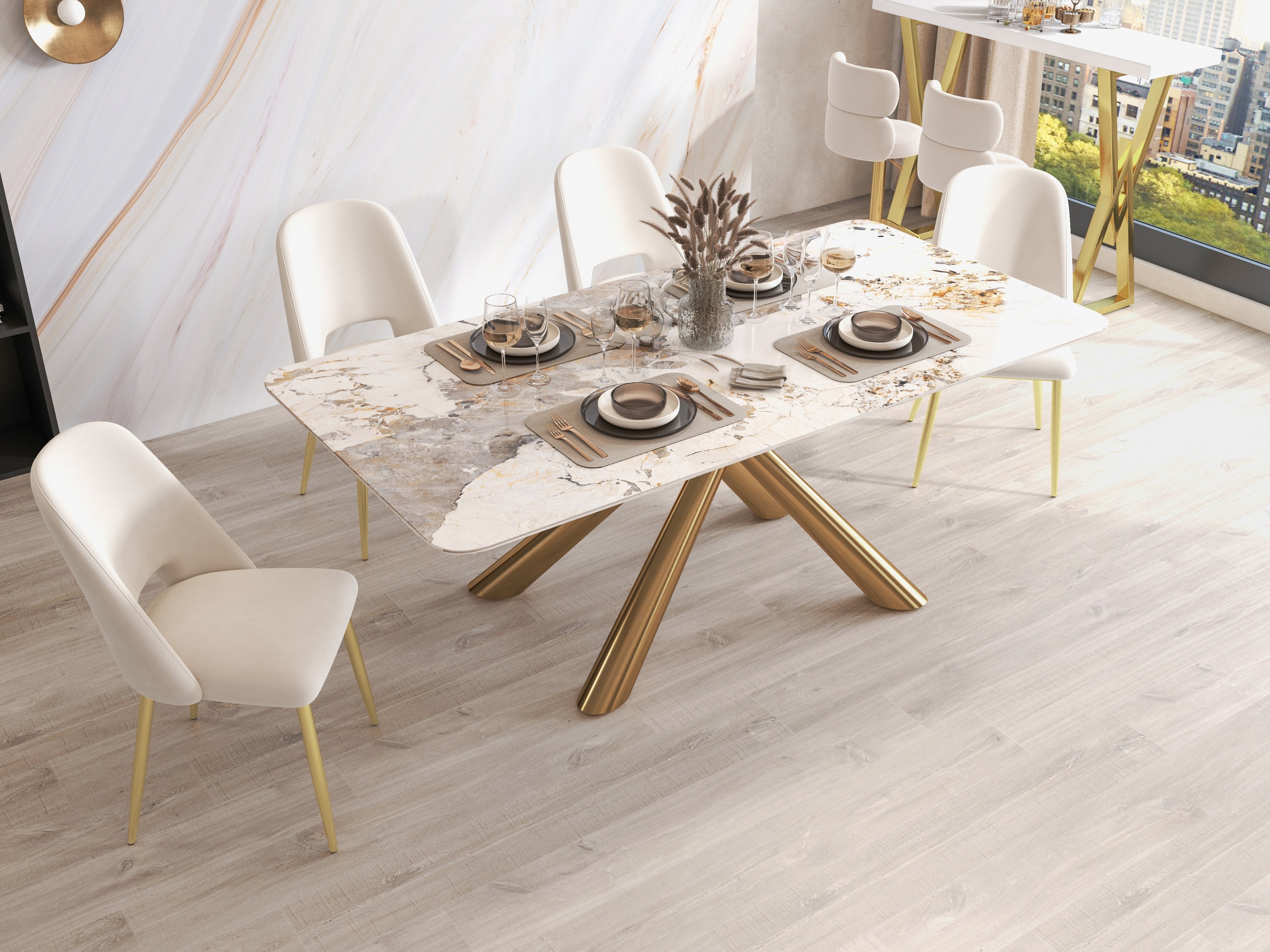 HMR - Modern Rectangle Sintered Stone Dining Table