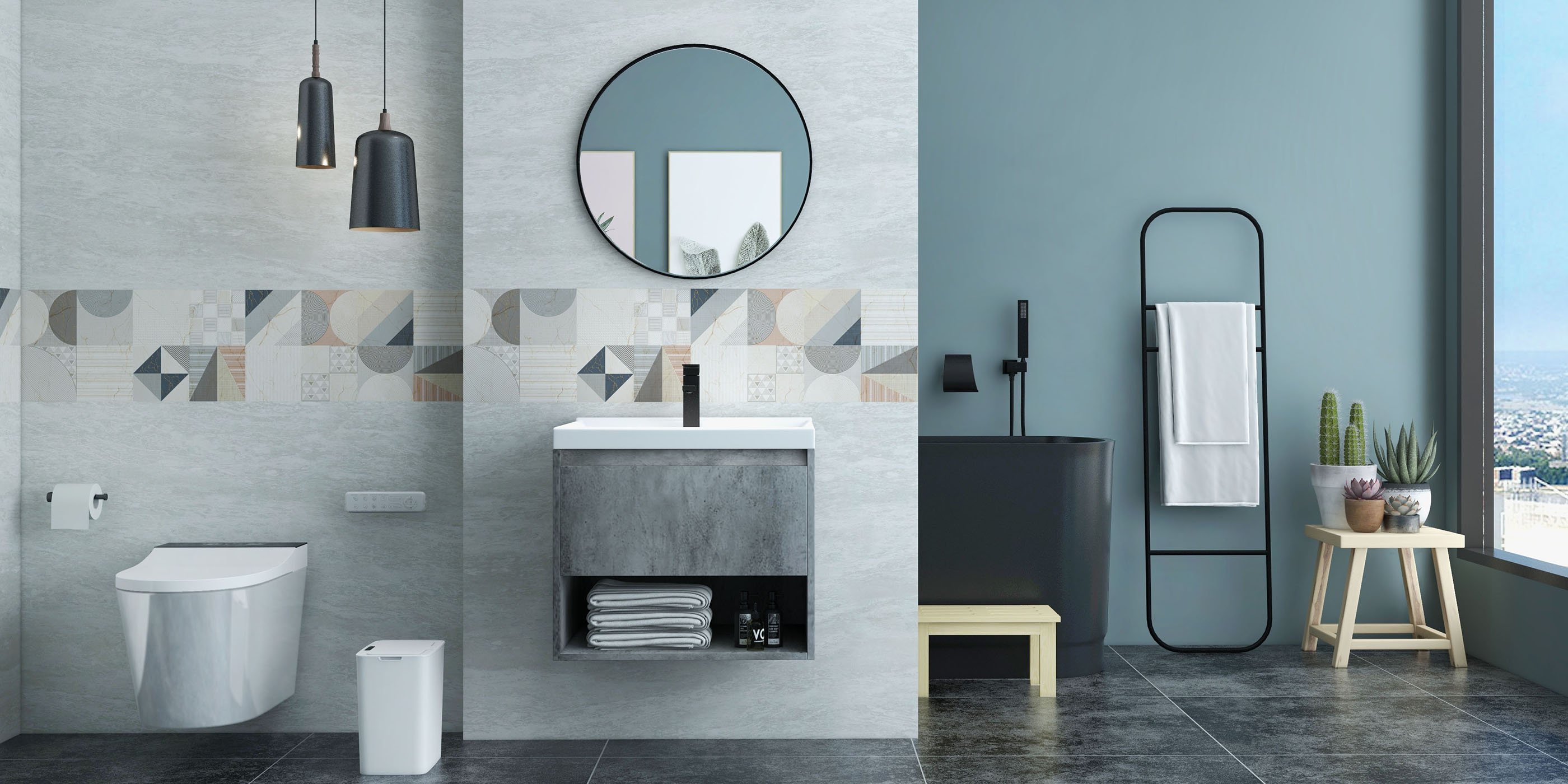 HMR - Automatic Wall-Mounted Smart Bidet Toilet with In-Wall Tank