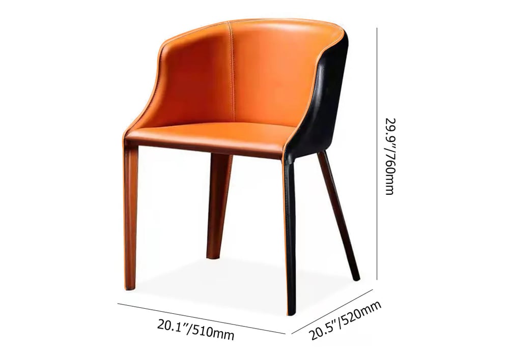 HMR - Modern Dining Chairs with Saddle Leather Upholstery Orange
