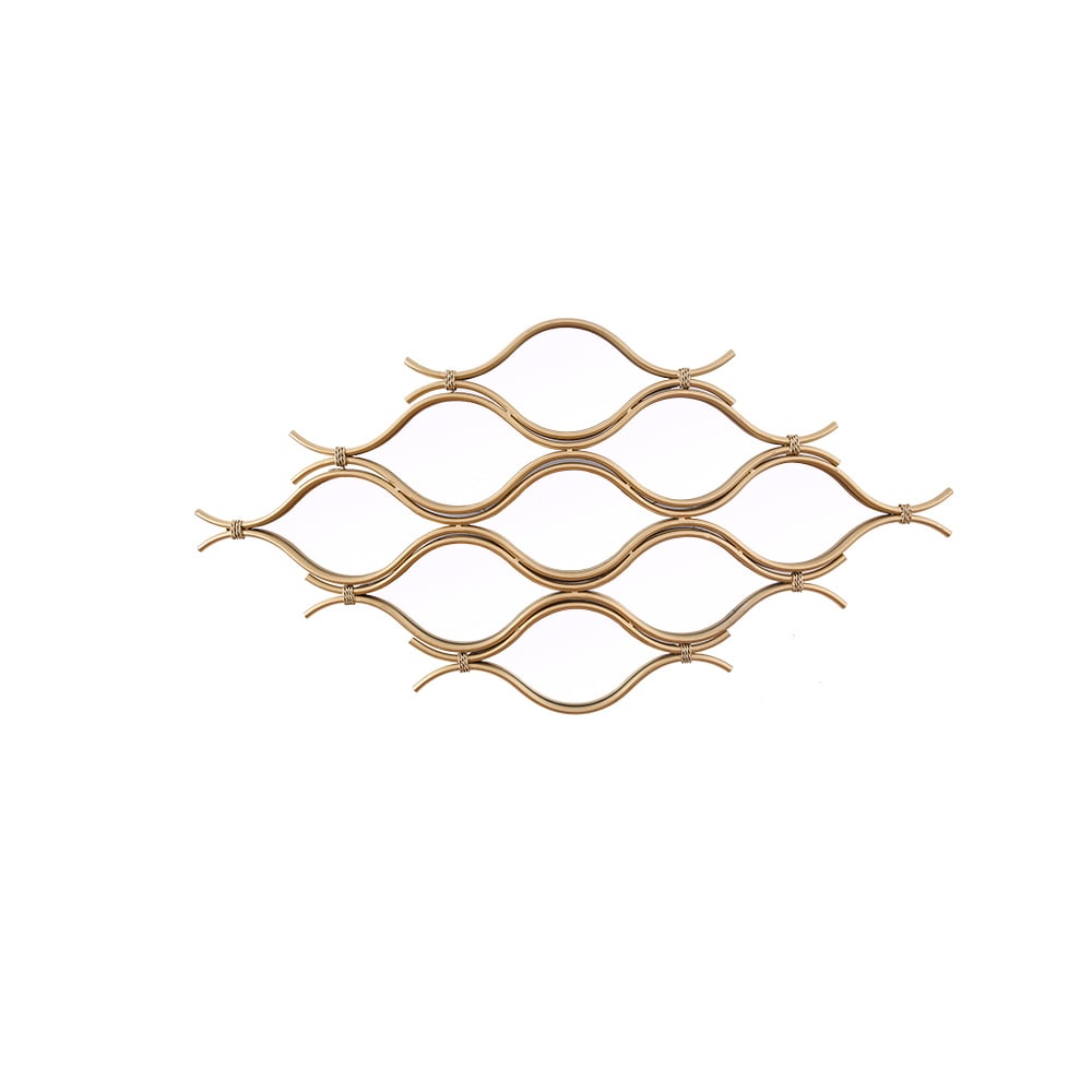HMR - 39.4" Glam Irregular Geometric Gold Metal Abstract Wall Mirror for Entryway