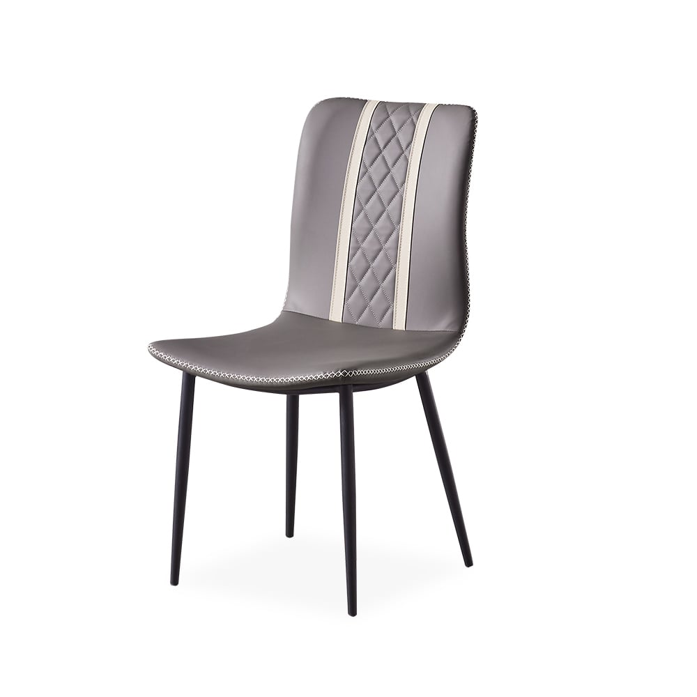 HMR - Set of 2 Modern Dining Chairs with PU Leather Upholstery Gray