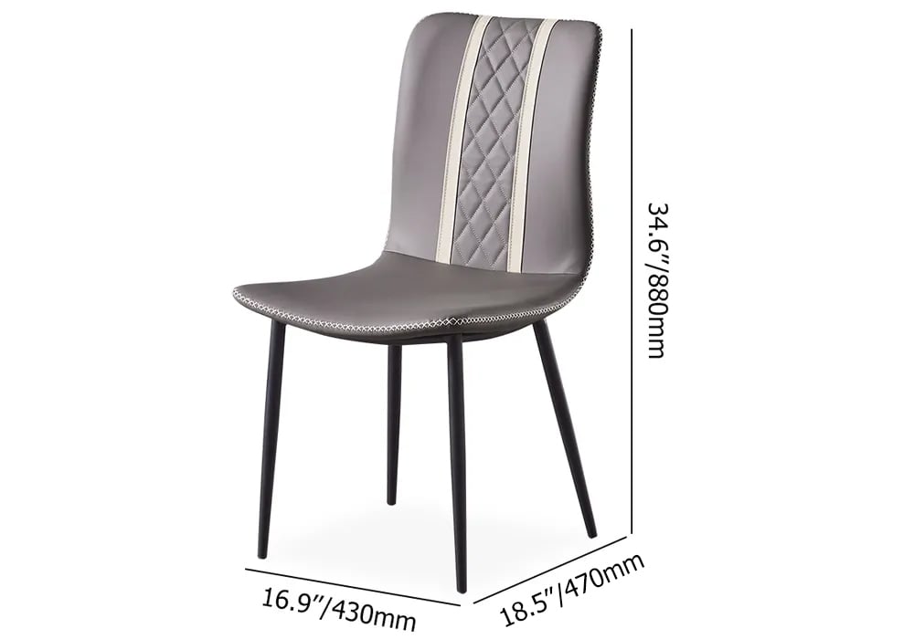 HMR - Set of 2 Modern Dining Chairs with PU Leather Upholstery Gray
