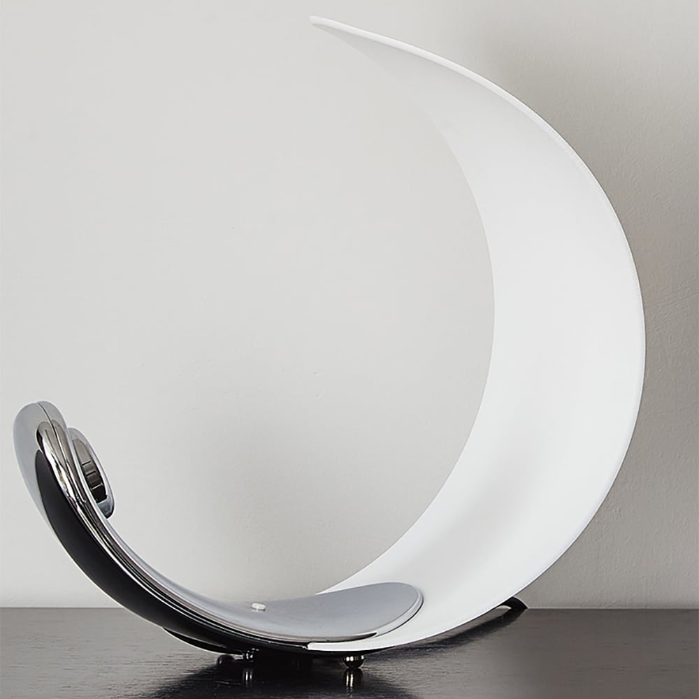 HMR - White Half-Moon Warm Light Table Lamp with Adjustable Brightness Metal Desk Lamp