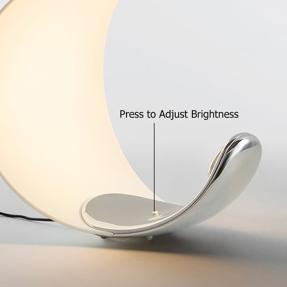 HMR - White Half-Moon Warm Light Table Lamp with Adjustable Brightness Metal Desk Lamp