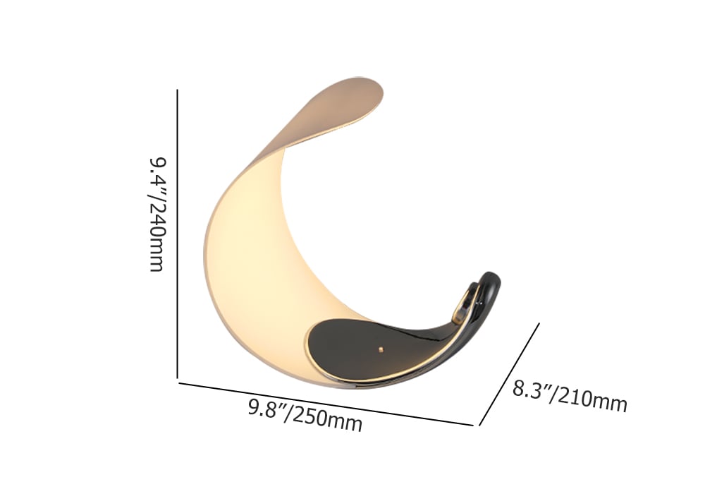 HMR - White Half-Moon Warm Light Table Lamp with Adjustable Brightness Metal Desk Lamp