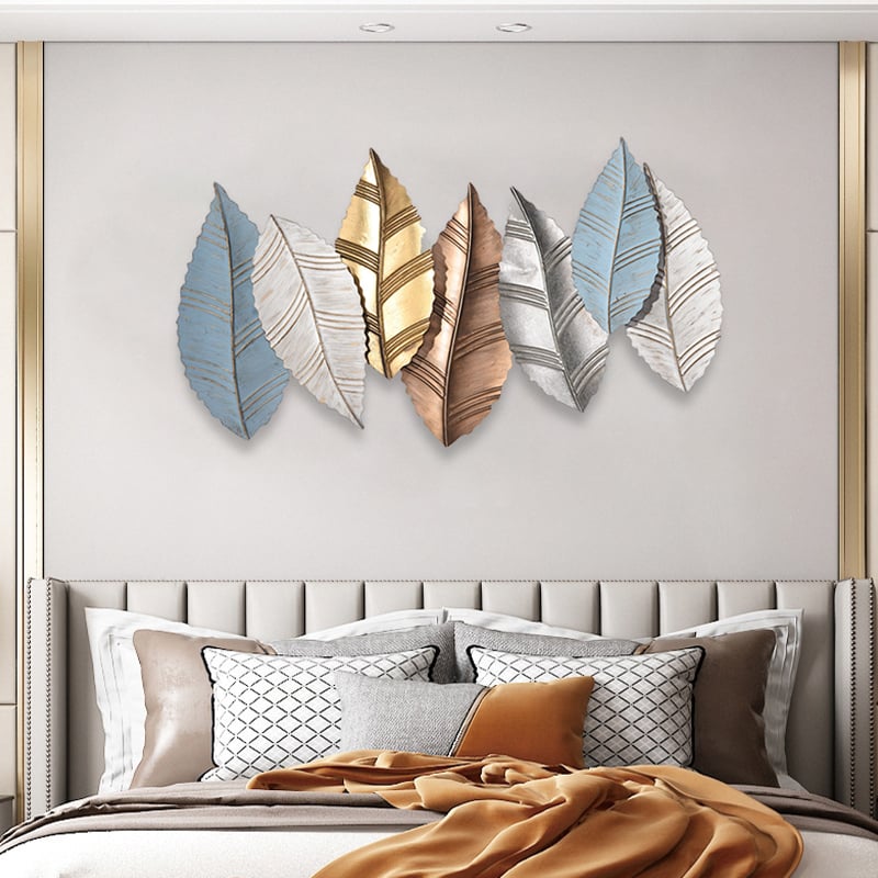 HMR - 3D Modern Creative Leaves Wall Decor Metal Overlapping Accents