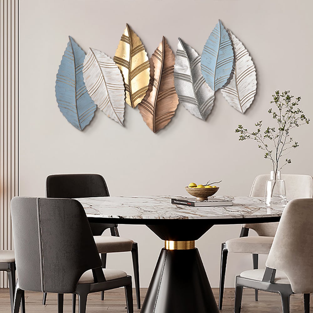 HMR - 3D Modern Creative Leaves Wall Decor Metal Overlapping Accents