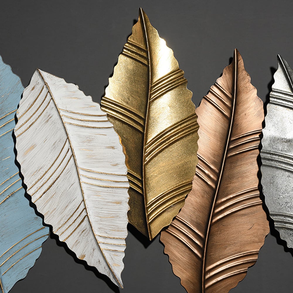 HMR - 3D Modern Creative Leaves Wall Decor Metal Overlapping Accents