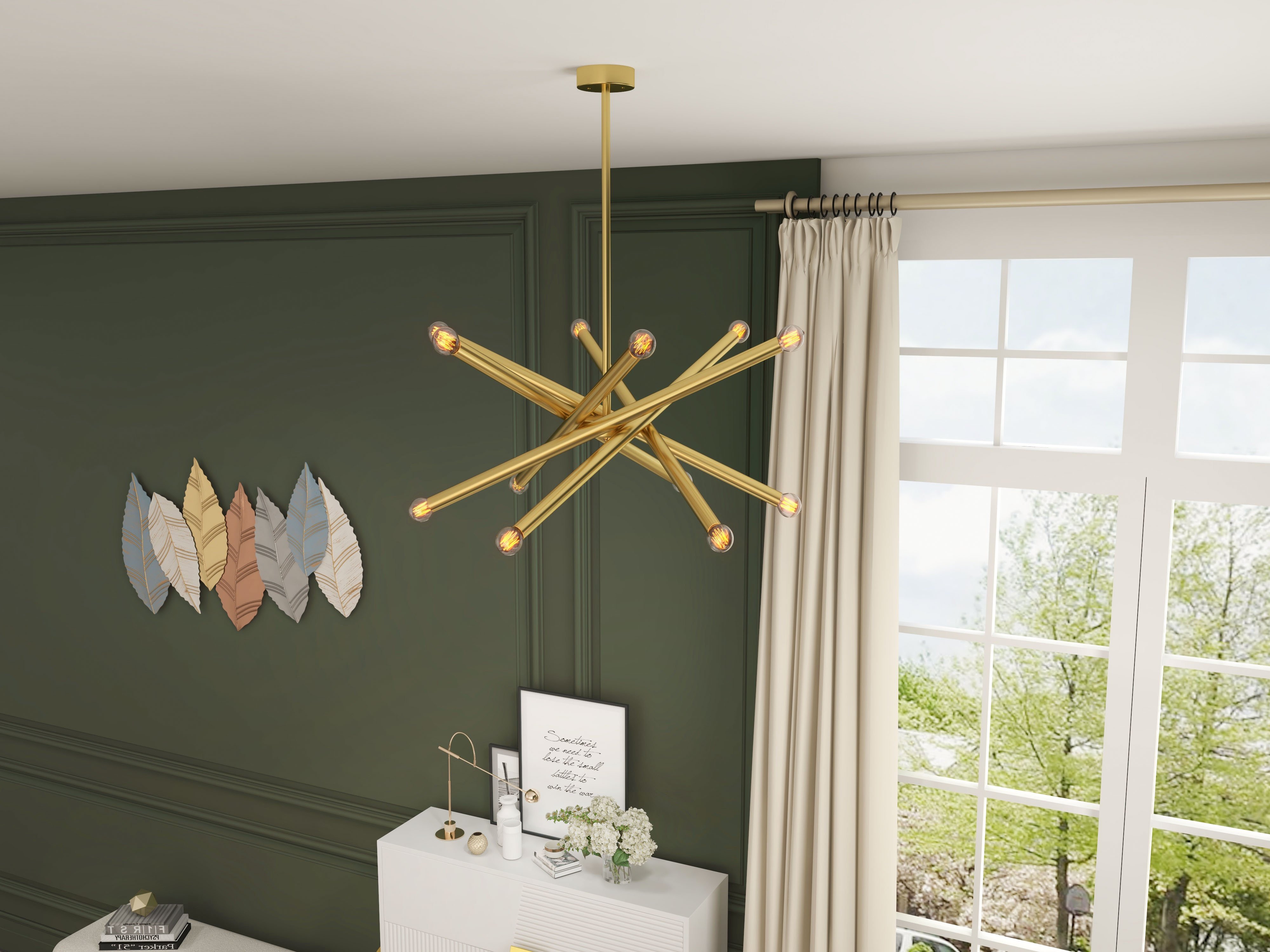 HMR - 3D Modern Creative Leaves Wall Decor Metal Overlapping Accents