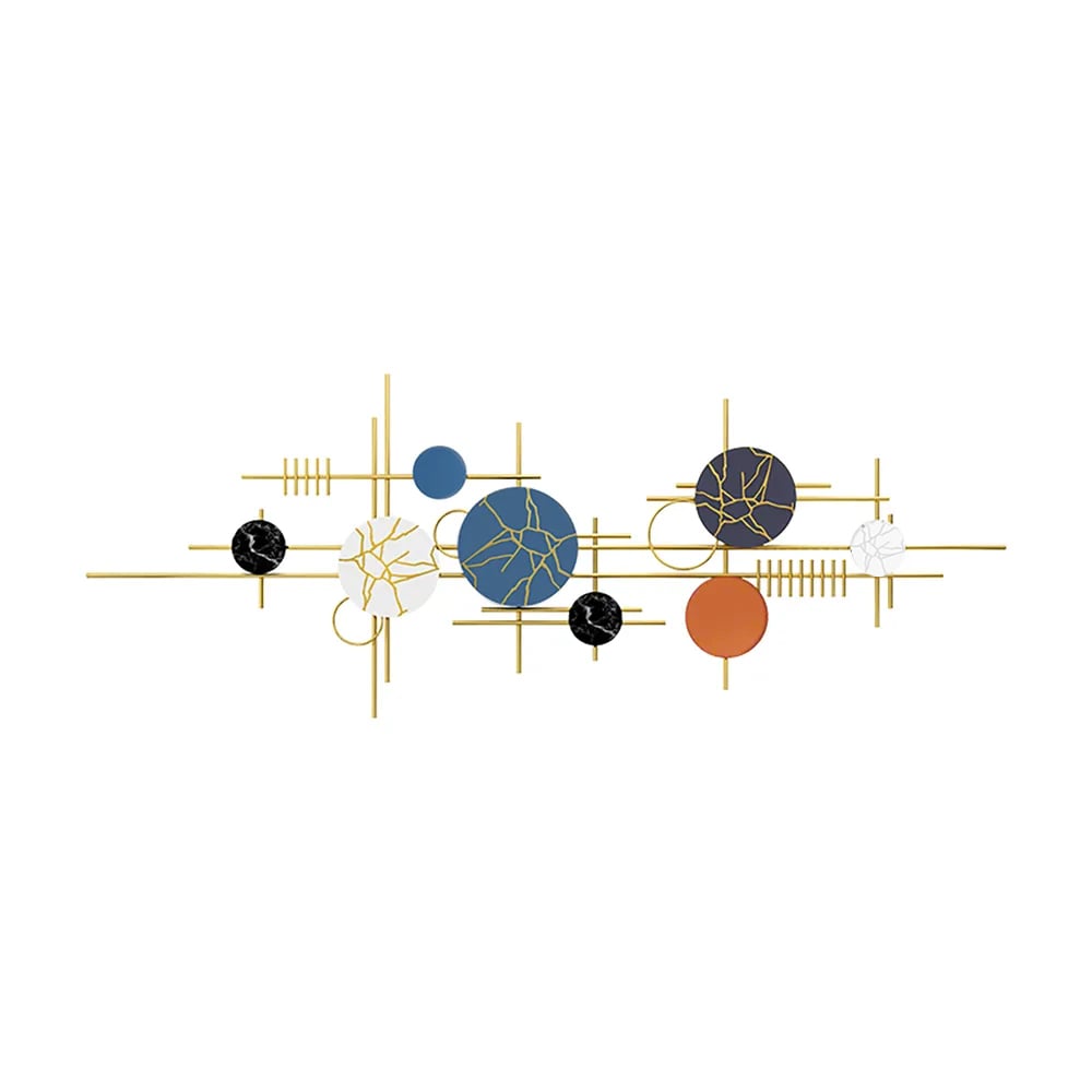 HMR - 59" Modern Geometric Metal Wall Decor in Multi-color Overlapping Wall Background Art