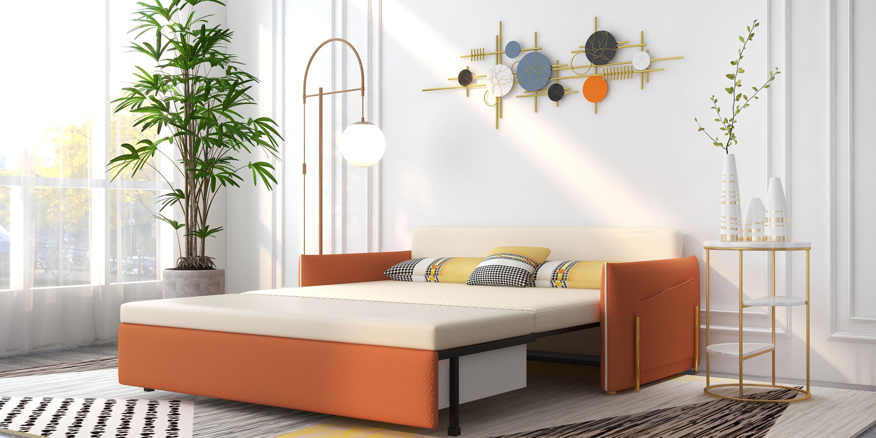 HMR - 59" Modern Geometric Metal Wall Decor in Multi-color Overlapping Wall Background Art
