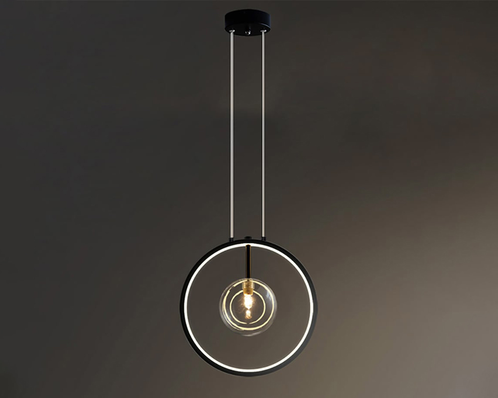 HMR Bubi Black Pendant Light Minimalist Glass Globe LED Light for Dining Room - 1-Light