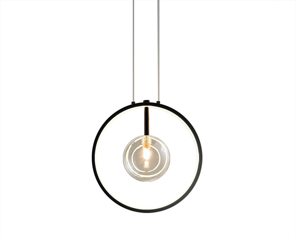 HMR Bubi Black Pendant Light Minimalist Glass Globe LED Light for Dining Room - 1-Light