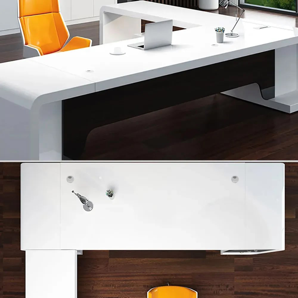 HMR - L-Shaped Modern Executive Desk with Drawers
