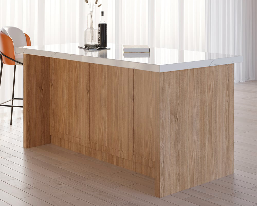 HMR 72" Modern Style Laminate Kitchen Islands with Multi-Storage - Natural, Engineered Wood
