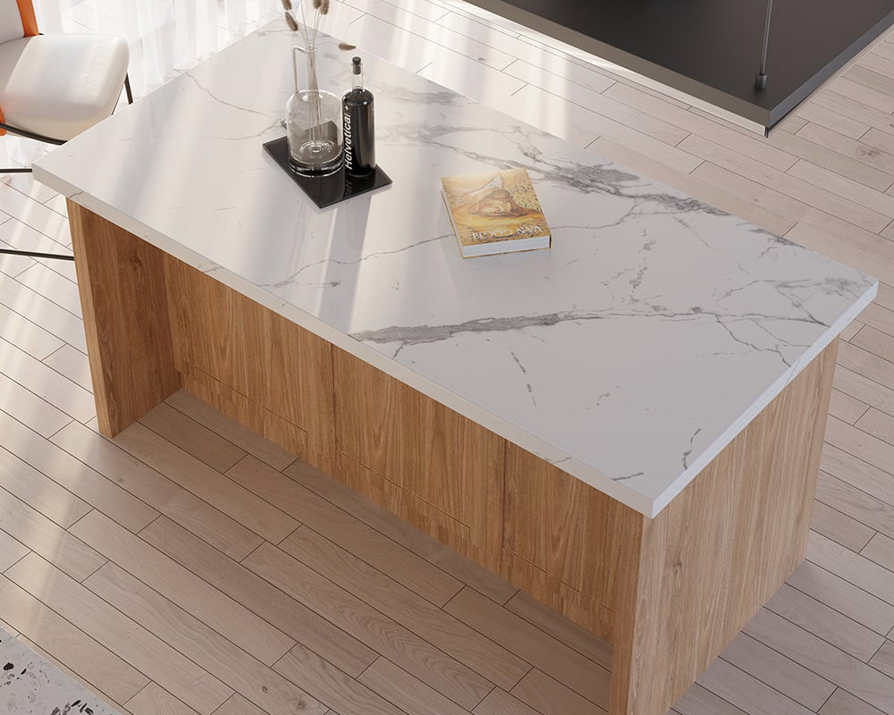 HMR 72" Modern Style Laminate Kitchen Islands with Multi-Storage - Natural, Engineered Wood