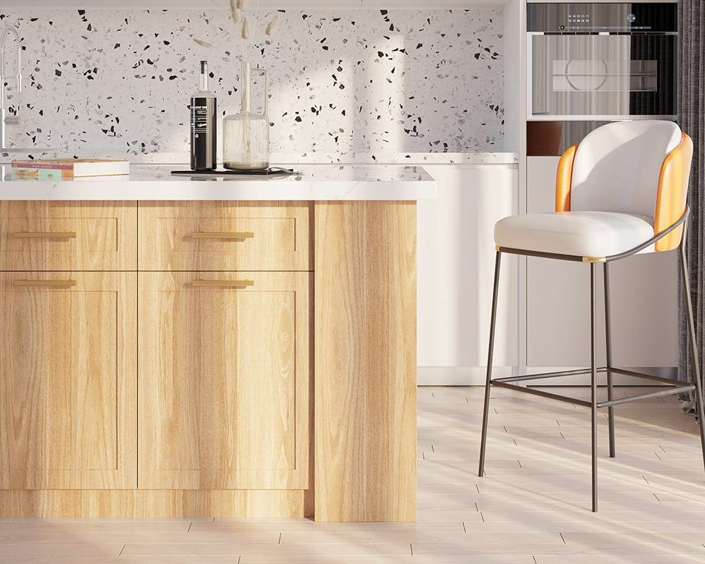 HMR 72" Modern Style Laminate Kitchen Islands with Multi-Storage - Natural, Engineered Wood