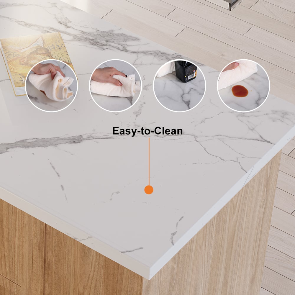 HMR 72" Modern Style Laminate Kitchen Islands with Multi-Storage - Natural, Engineered Wood