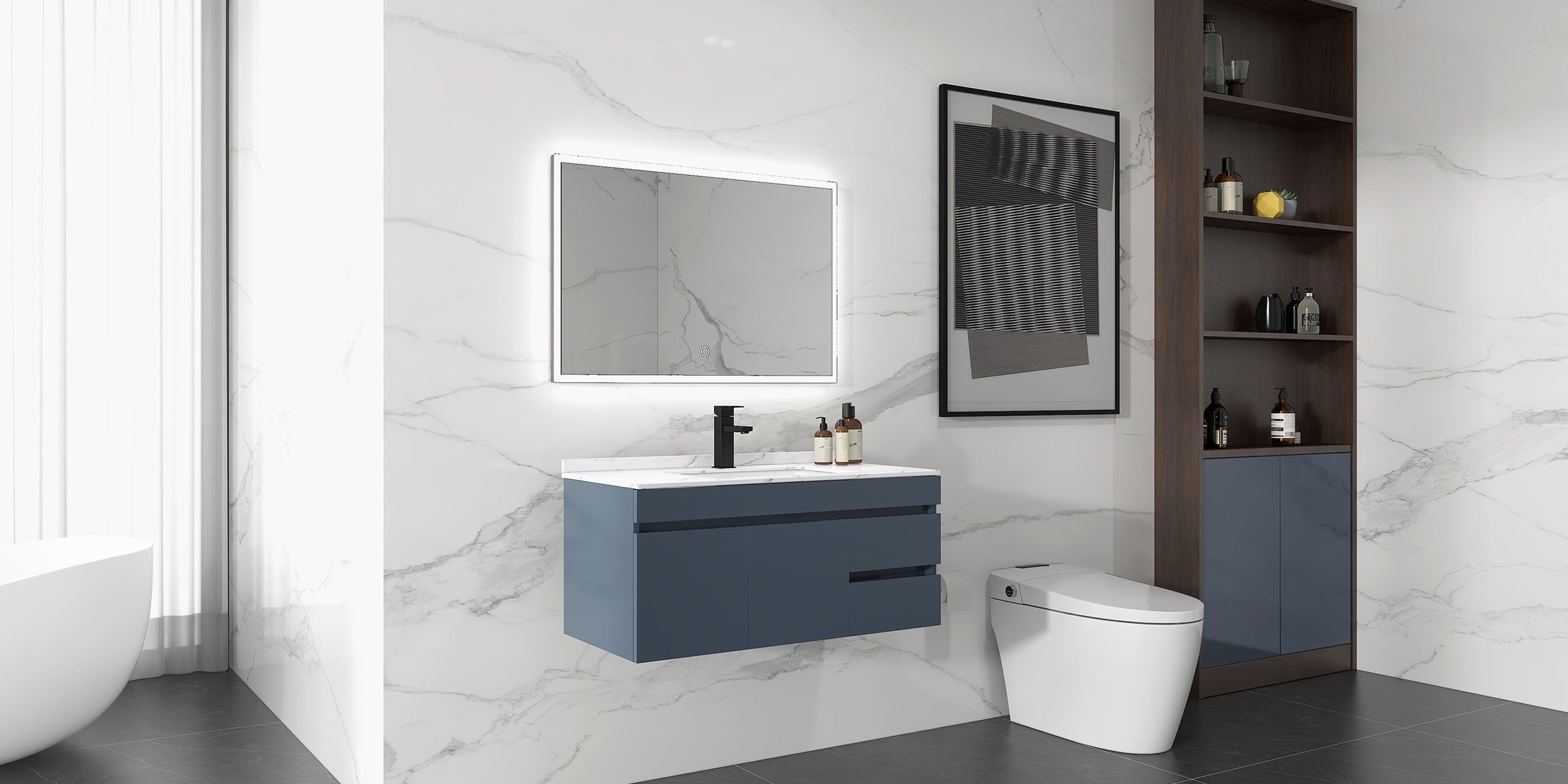 HMR - Smart Bidet Toilet with Foot Sensor Flushing 1.32 GPF