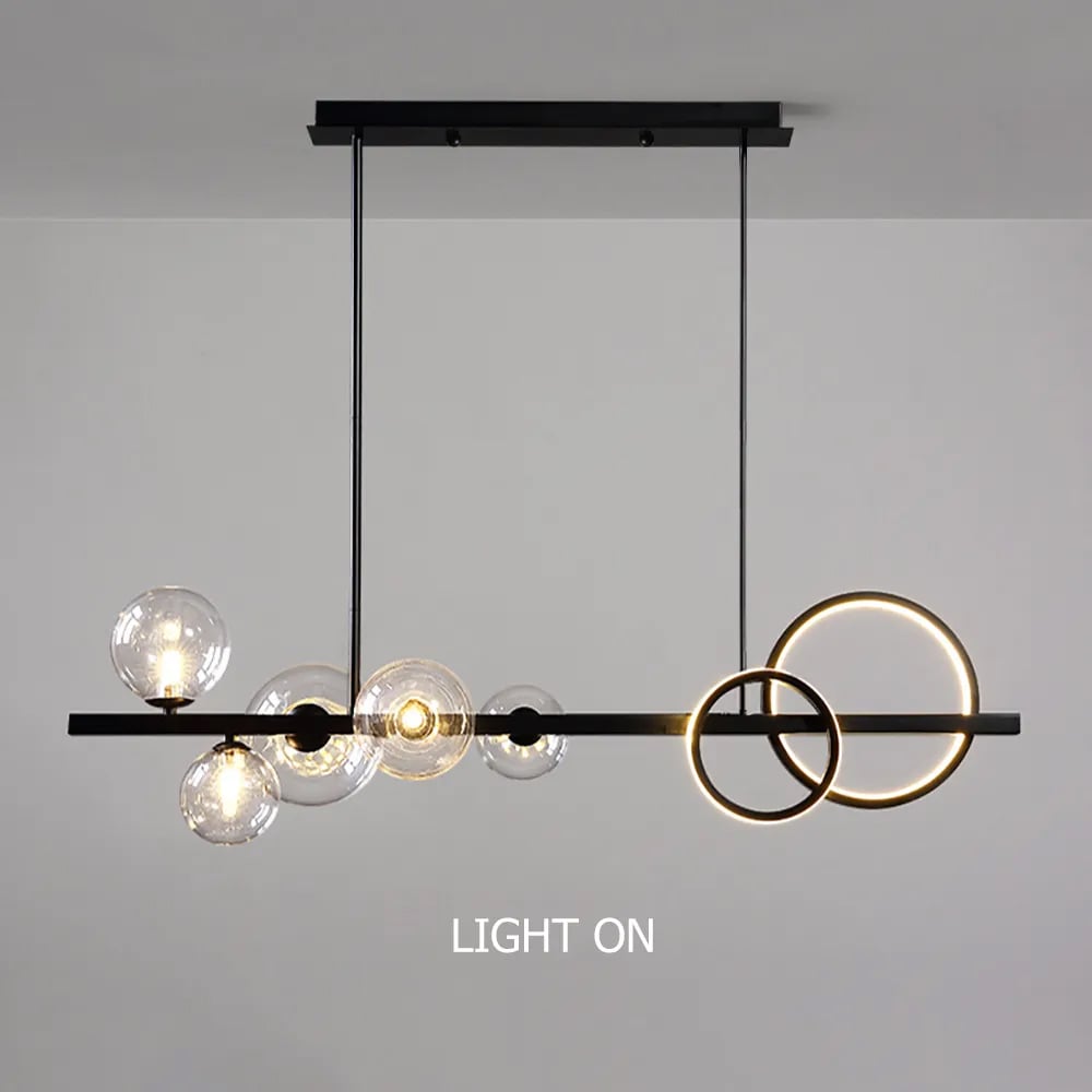 HMR - Bubi Minimalist 5-Light Glass Globe Shade Sputnik Kitchen Island Light Globe Light Black