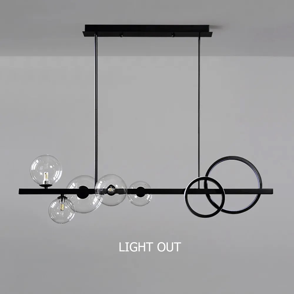 HMR - Bubi Minimalist 5-Light Glass Globe Shade Sputnik Kitchen Island Light Globe Light Black