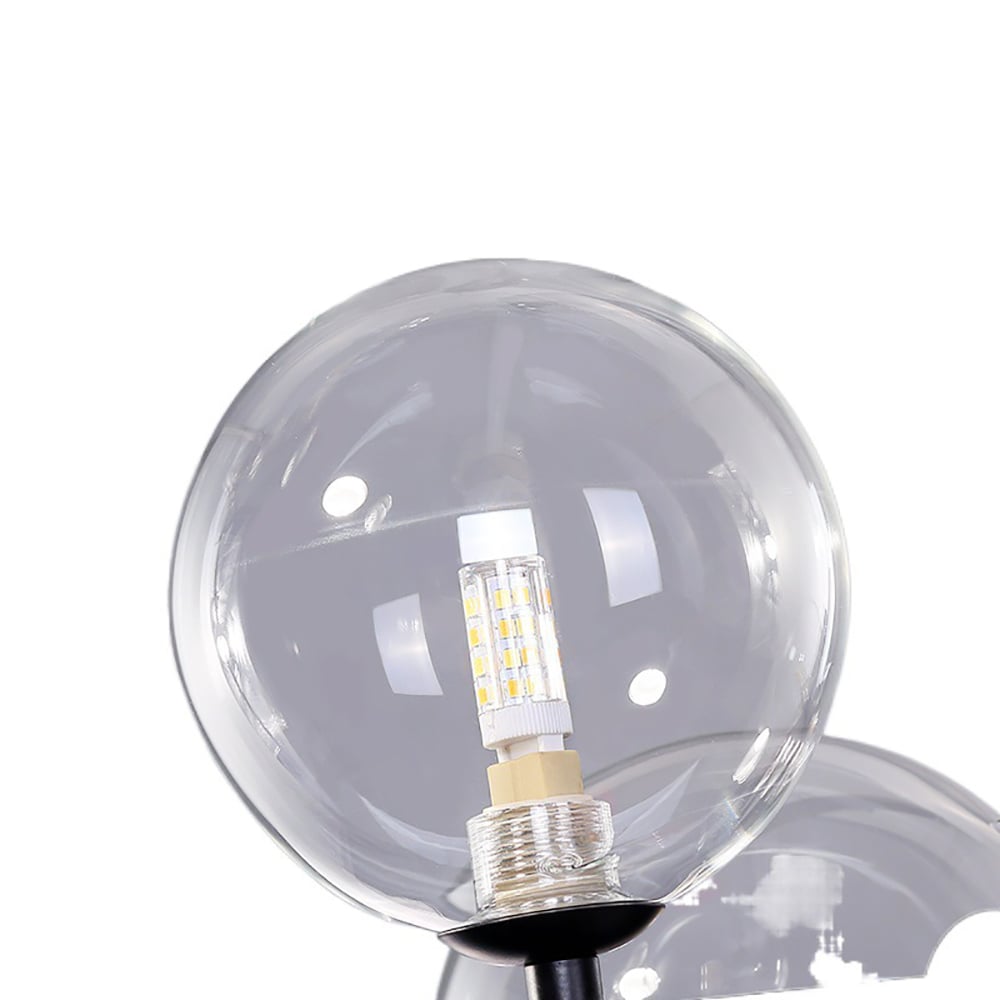 HMR - Bubi Minimalist 5-Light Glass Globe Shade Sputnik Kitchen Island Light Globe Light Black
