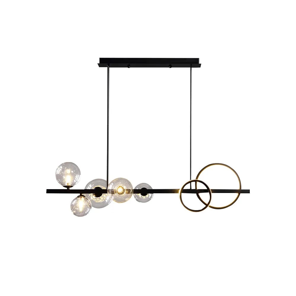 HMR - Bubi Minimalist 5-Light Glass Globe Shade Sputnik Kitchen Island Light Globe Light Black