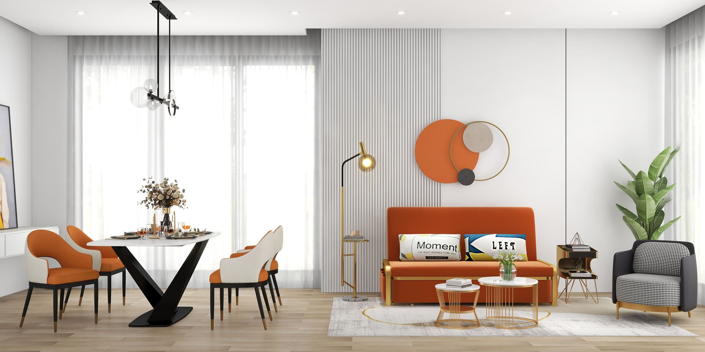 HMR - Bubi Minimalist 5-Light Glass Globe Shade Sputnik Kitchen Island Light Globe Light Black