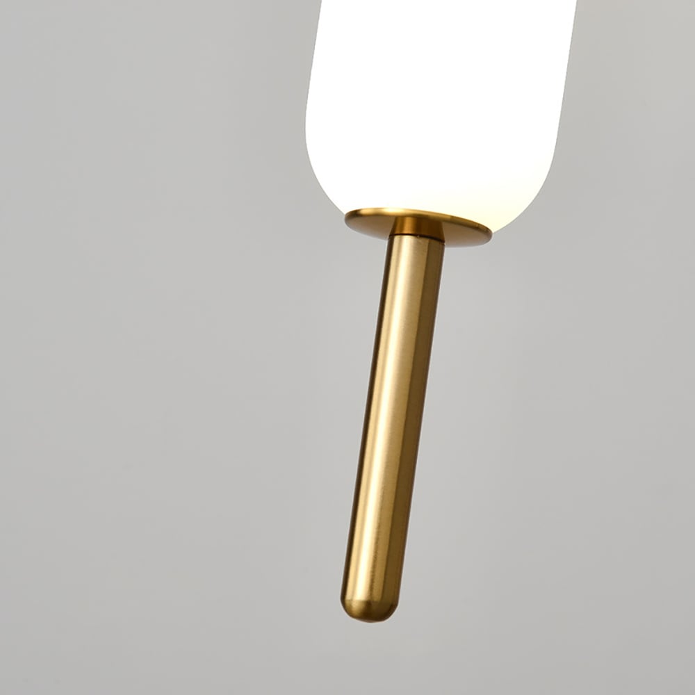 HMR - Minimalist White Pendant Light Fixture LED Single Hanging Light Brass Finish