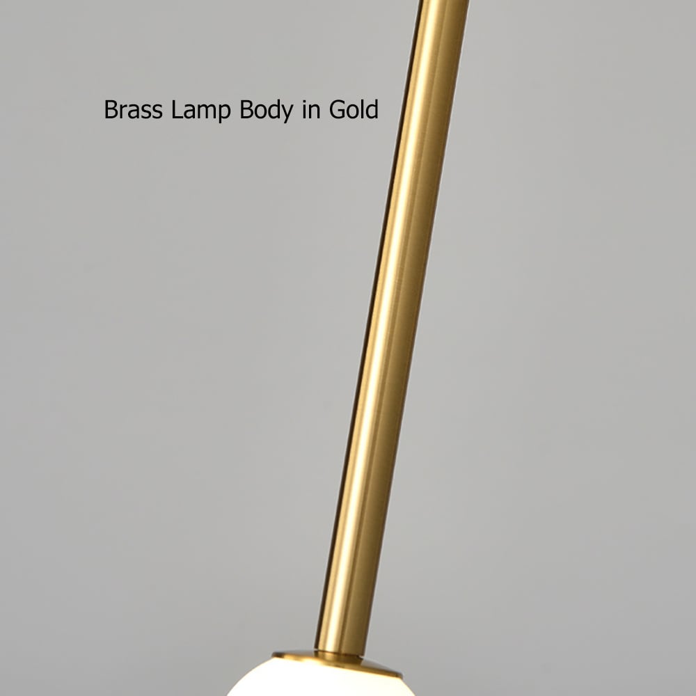 HMR - Minimalist White Pendant Light Fixture LED Single Hanging Light Brass Finish
