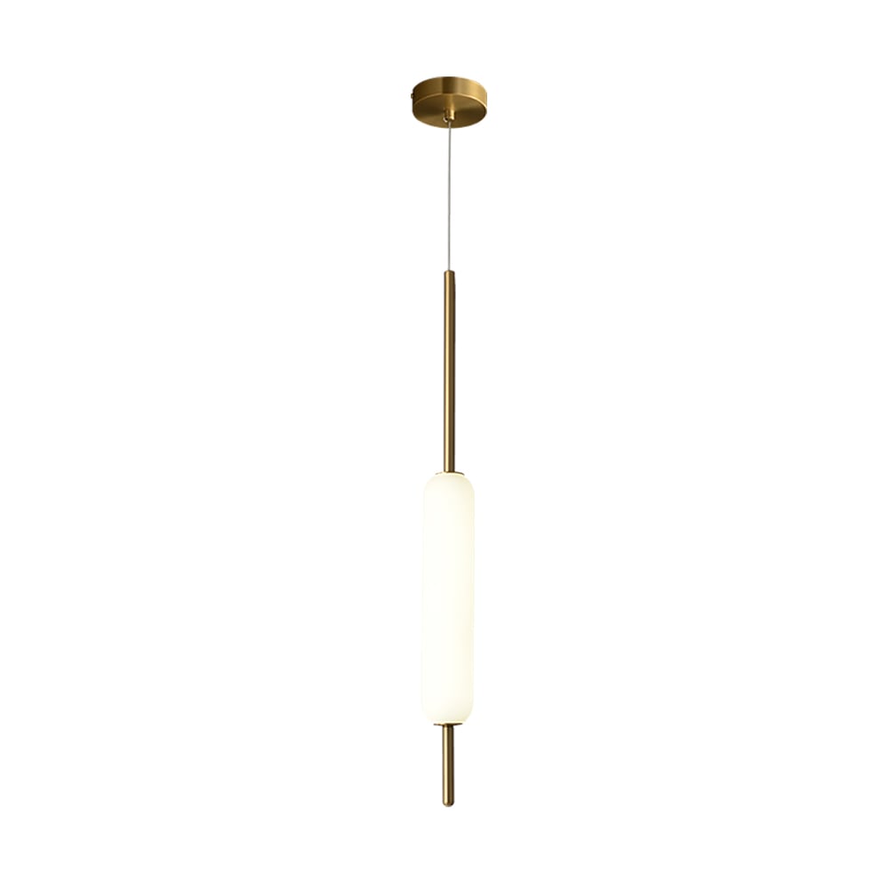 HMR - Minimalist White Pendant Light Fixture LED Single Hanging Light Brass Finish