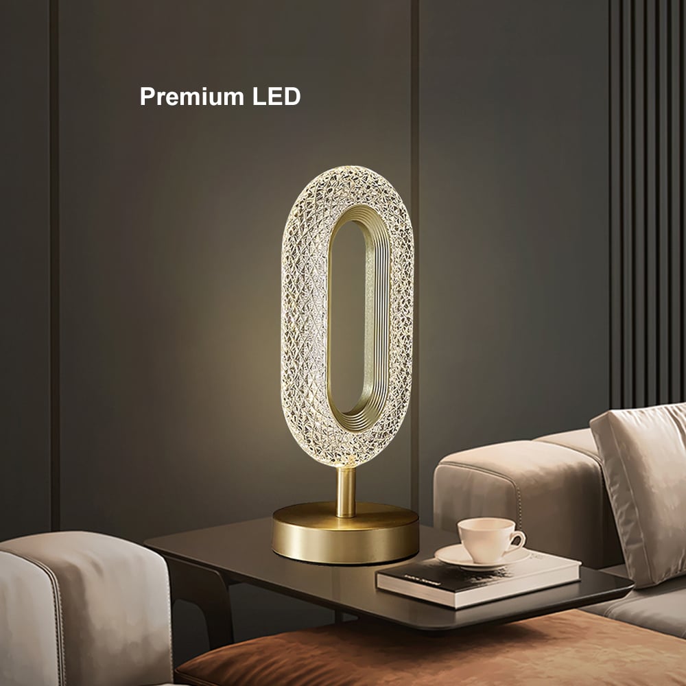 HMR - Ovated Modern LED Table Lamp Plug in Desk Lamps for Living Room Ring Shape in Gold