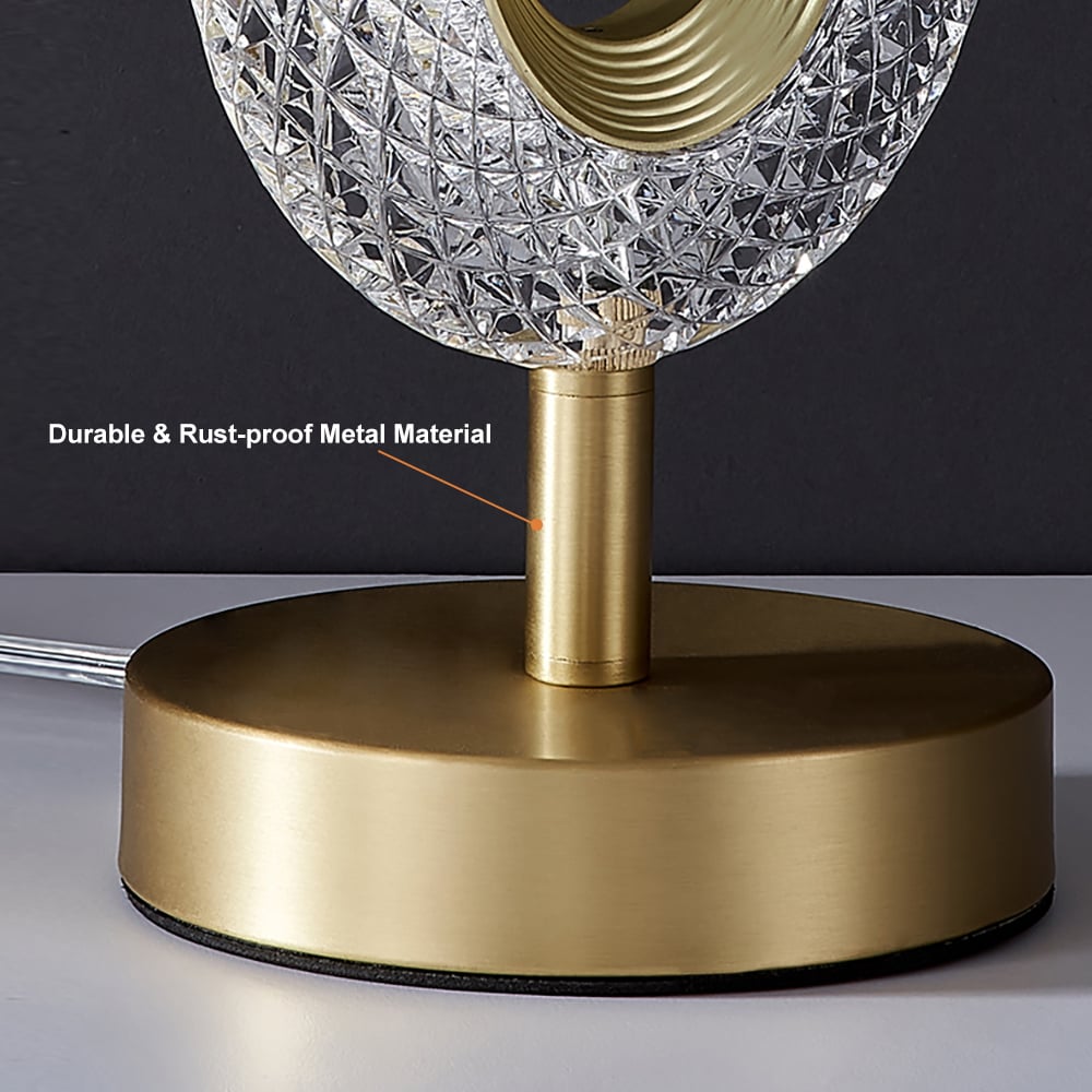 HMR - Ovated Modern LED Table Lamp Plug in Desk Lamps for Living Room Ring Shape in Gold