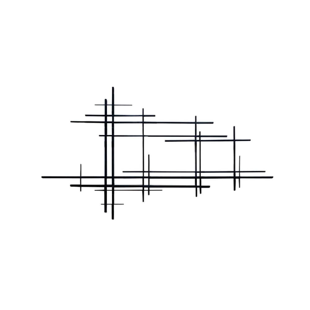 HMR - 39" Minimalist Black Metal Wall Decor with Vertical Lines for Living Room,Office,Hotel