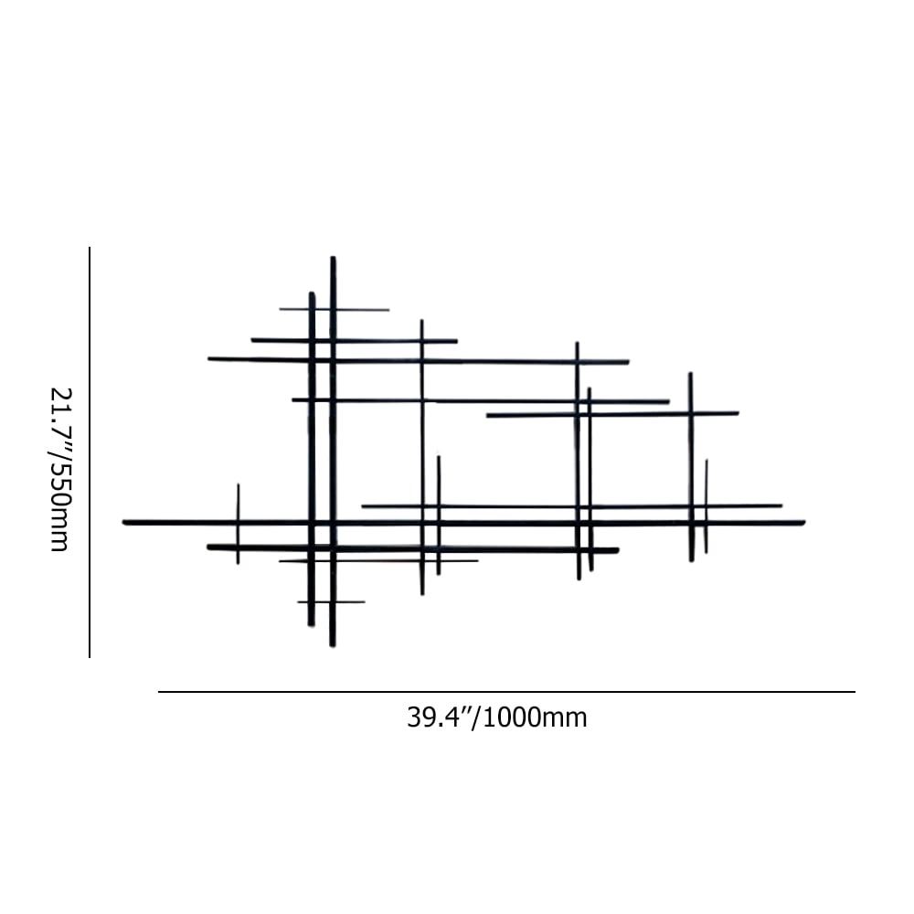 HMR - 39" Minimalist Black Metal Wall Decor with Vertical Lines for Living Room,Office,Hotel