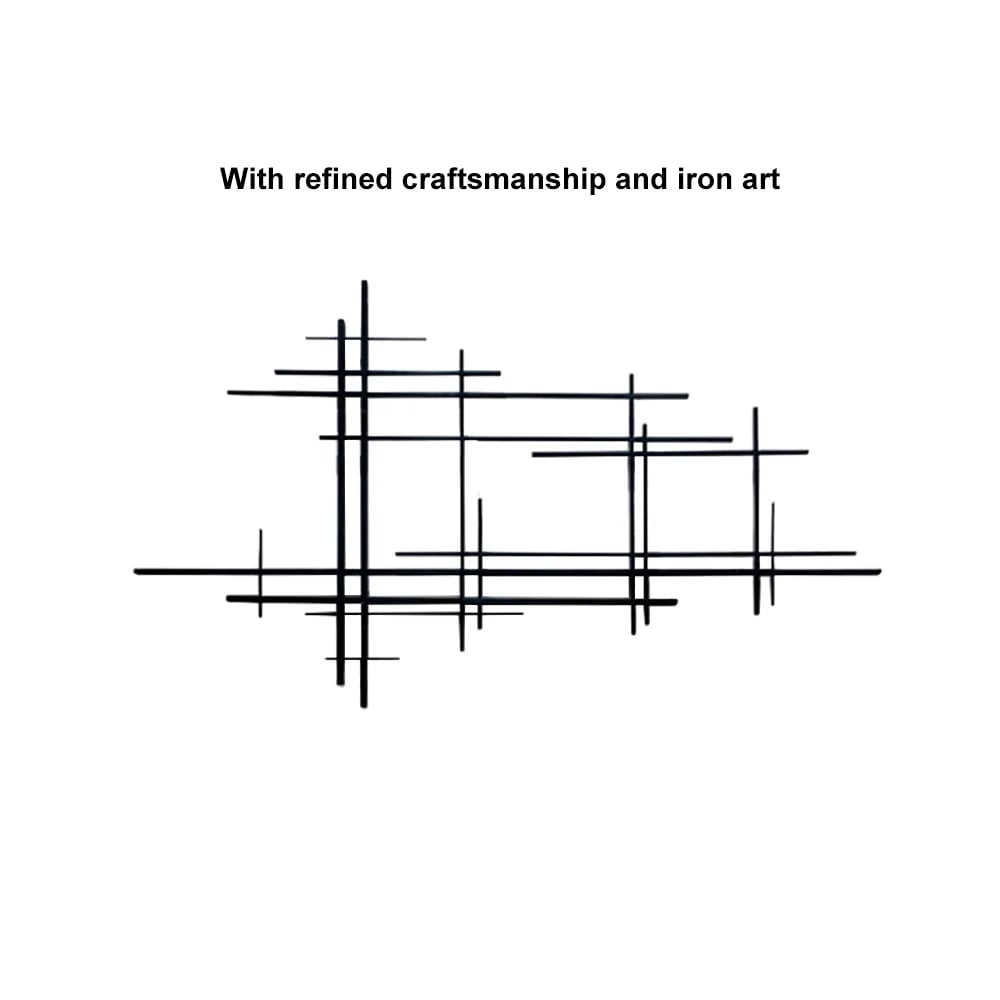 HMR - 39" Minimalist Black Metal Wall Decor with Vertical Lines for Living Room,Office,Hotel