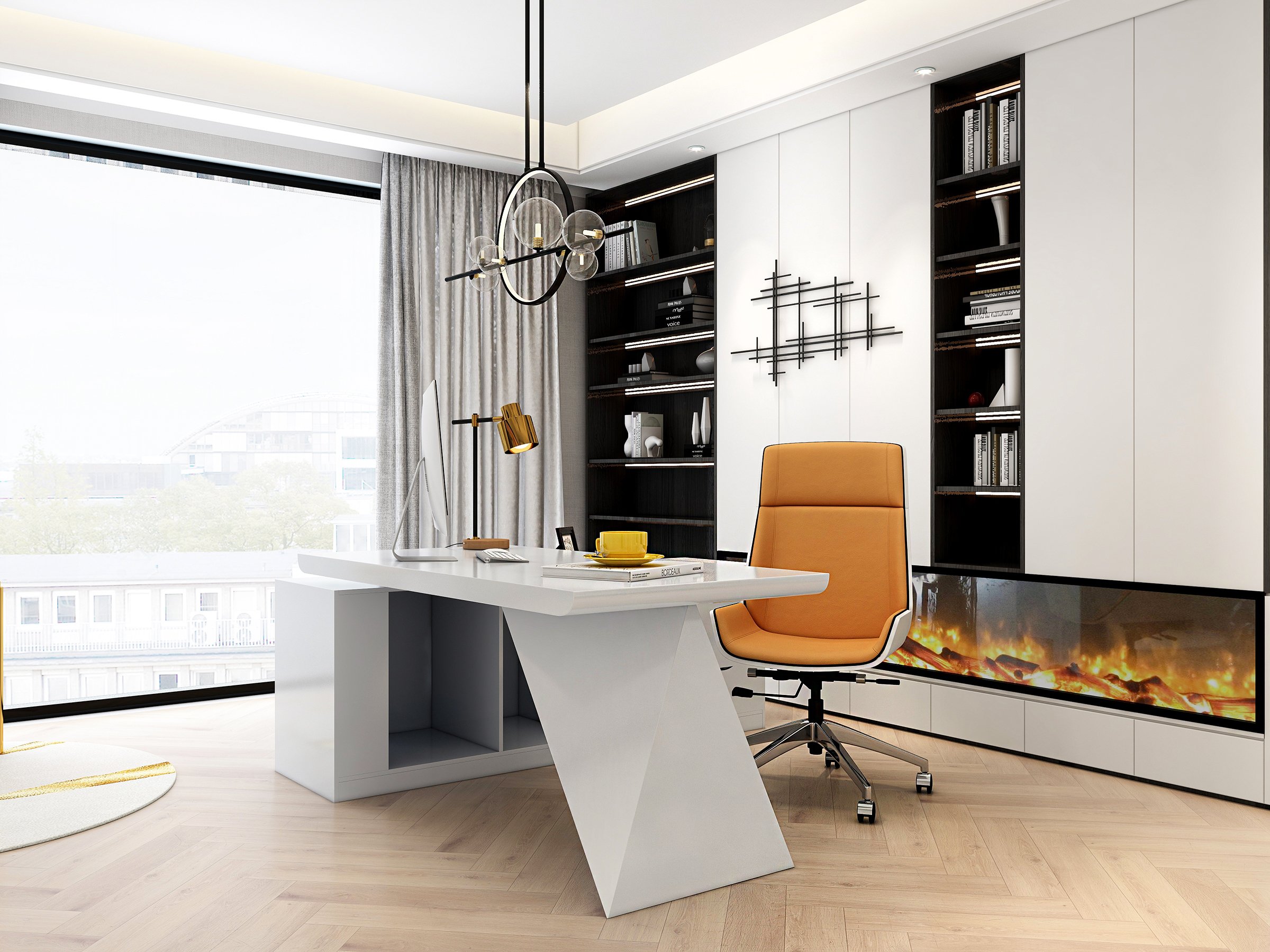 HMR - 39" Minimalist Black Metal Wall Decor with Vertical Lines for Living Room,Office,Hotel