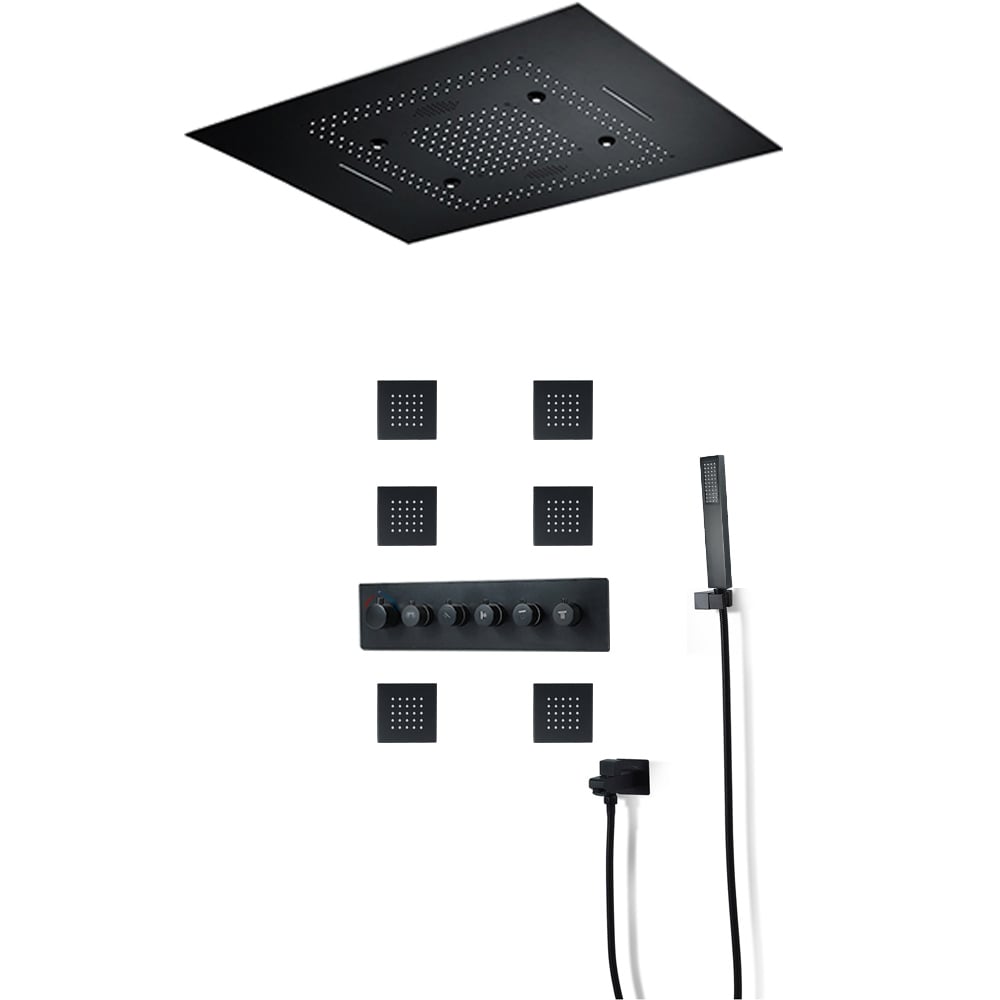 HMR - Wall-Mounted 31" Shower System in Black Rainfall 5 Functions