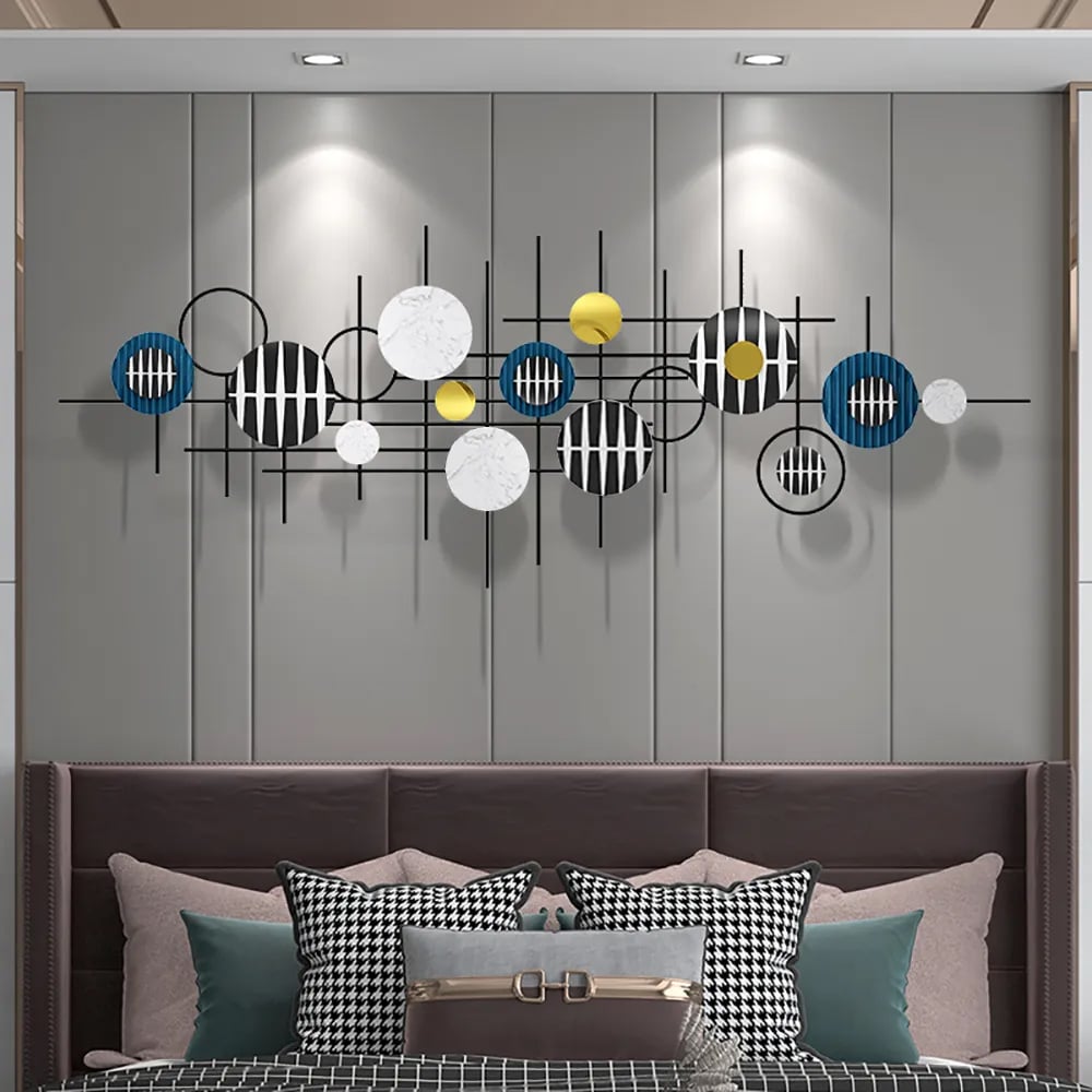 HMR - Gold & Black Modern Geometric Wall Accent Home 3D Wall Decor 59.1"W x 22"H Living Room