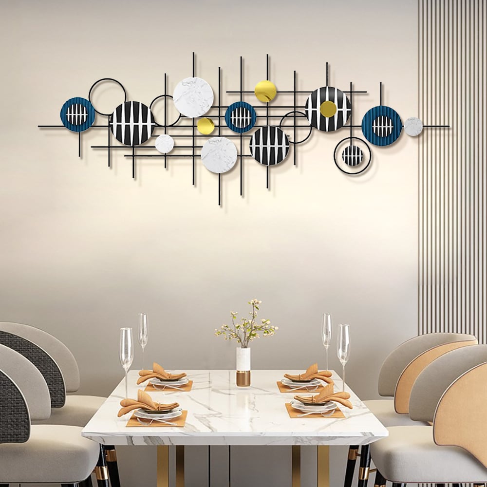 HMR - Gold & Black Modern Geometric Wall Accent Home 3D Wall Decor 59.1"W x 22"H Living Room