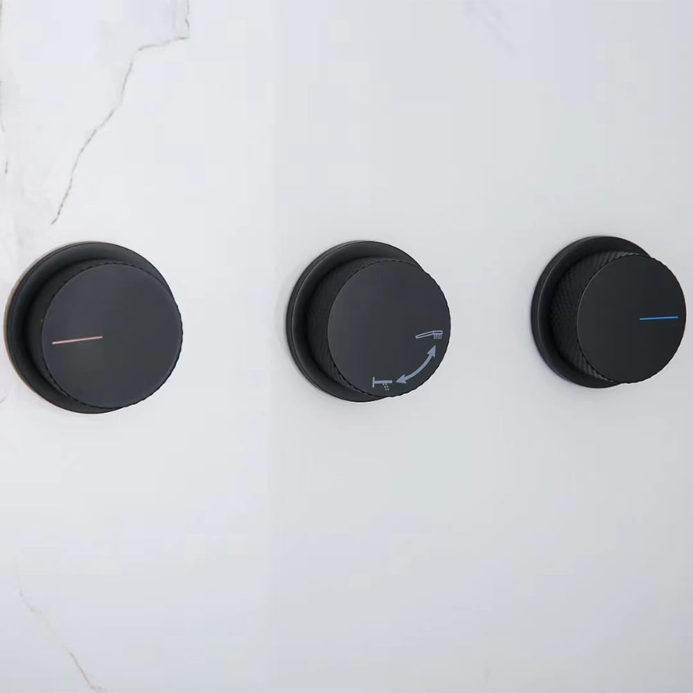 HMR - Wall-Mounted Double Functions Shower System with Standard Valve in Black