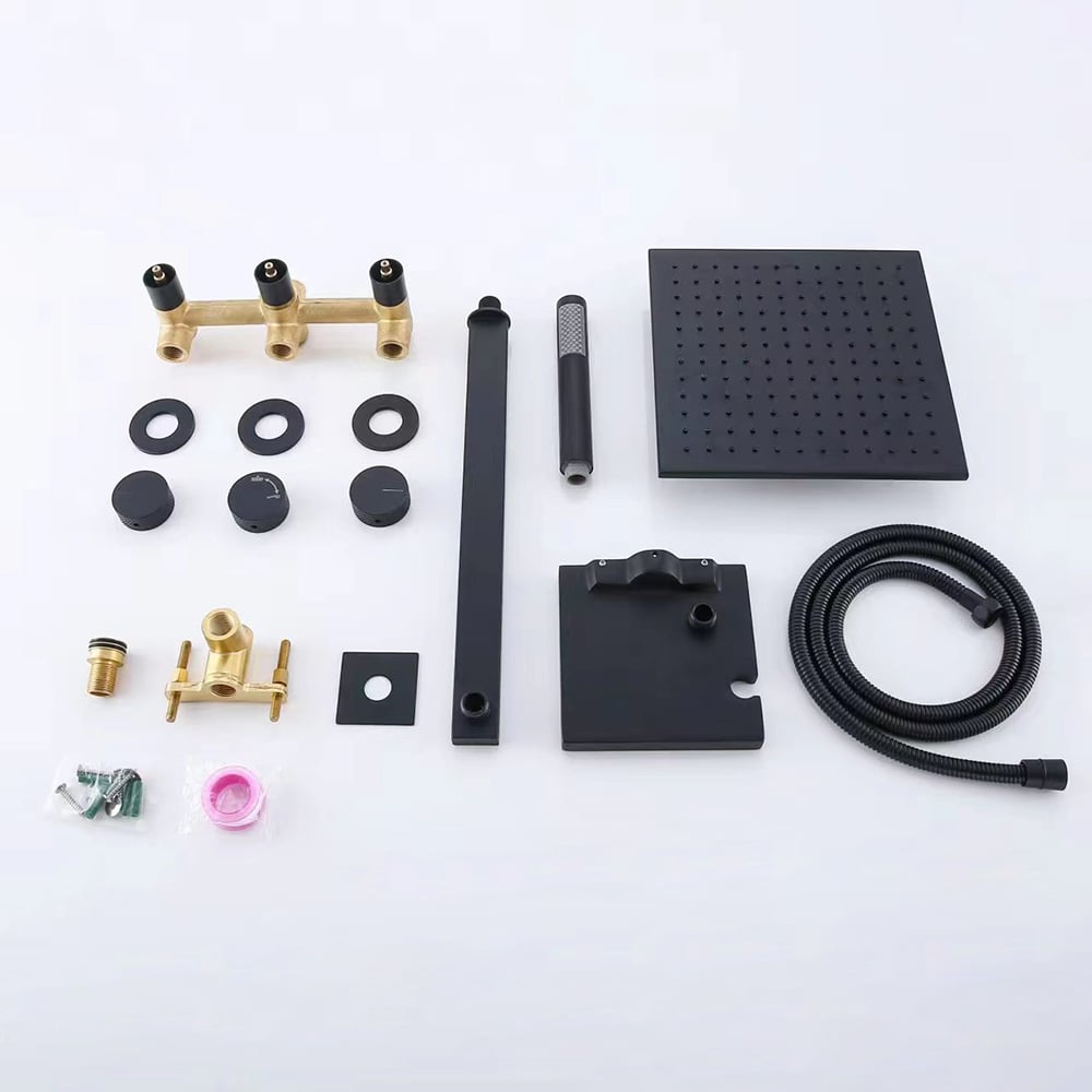 HMR - Wall-Mounted Double Functions Shower System with Standard Valve in Black