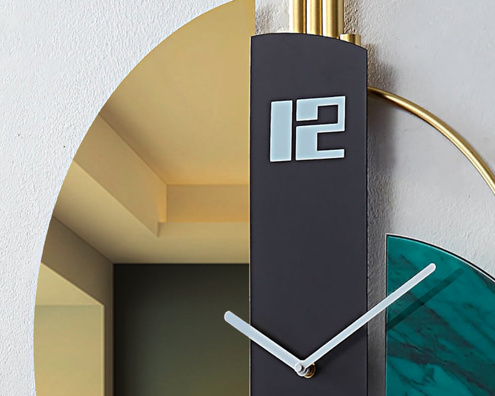 HMR Unique Creative Geometric Oversized Wall Clock - Green/Gold/Black, Style A
