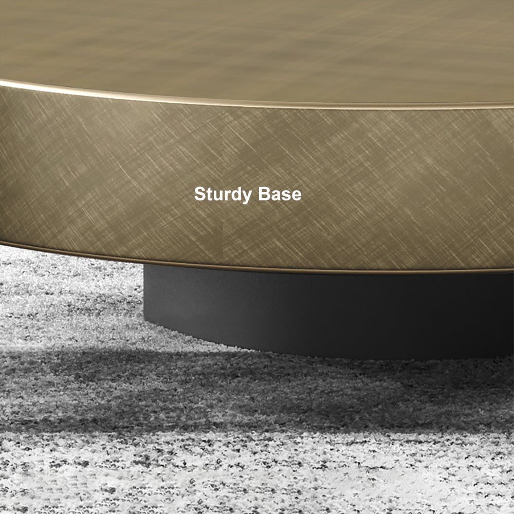HMR Modern 2-Piece Round Nesting Coffee Table Set with Tempered Glass Top - Gold/Black, 39.4"